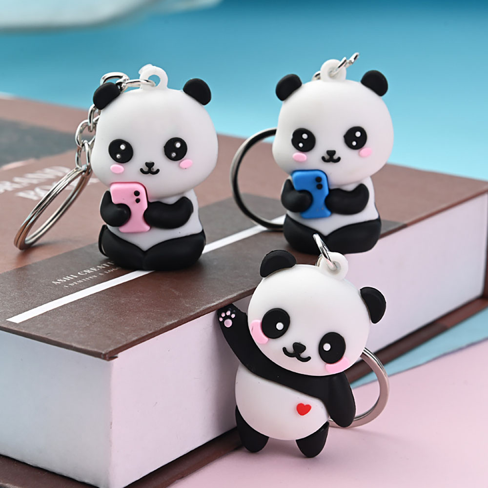 Car Accessories Gift Ideas - Cute Cartoon Couple Panda Keychain Pendant