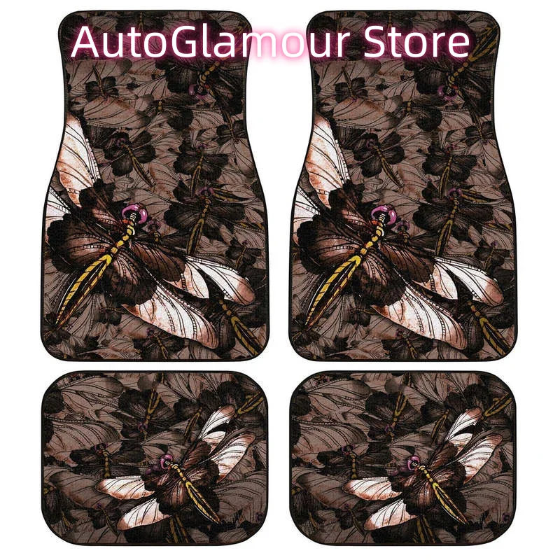 Car Accessories Gift Ideas - Brown Dragonfly Car Floor Mats Custom