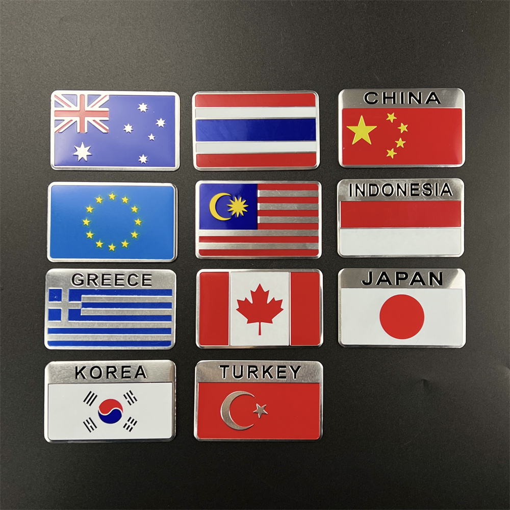 Car Accessories Malaysia - Aluminum Sticker National Flag USA Russia