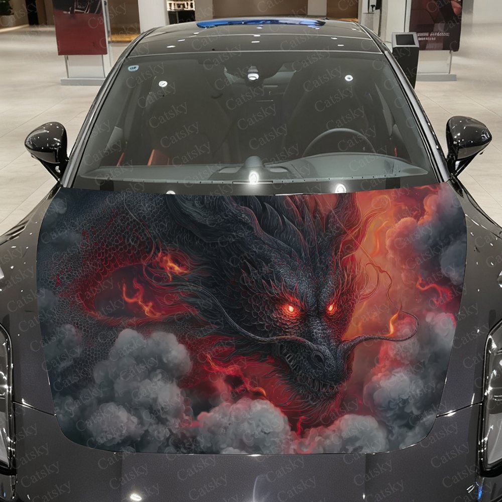 Black Dragon Car Hood Stickers - Car Accessories Gift Ideas ulasan dan harga