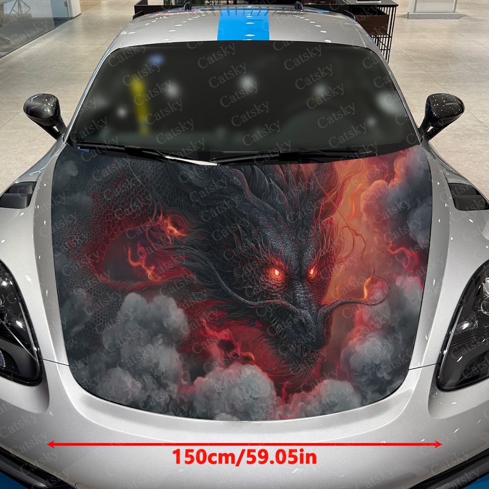 Black Dragon Car Hood Stickers - Car Accessories Gift Ideas ulasan dan harga