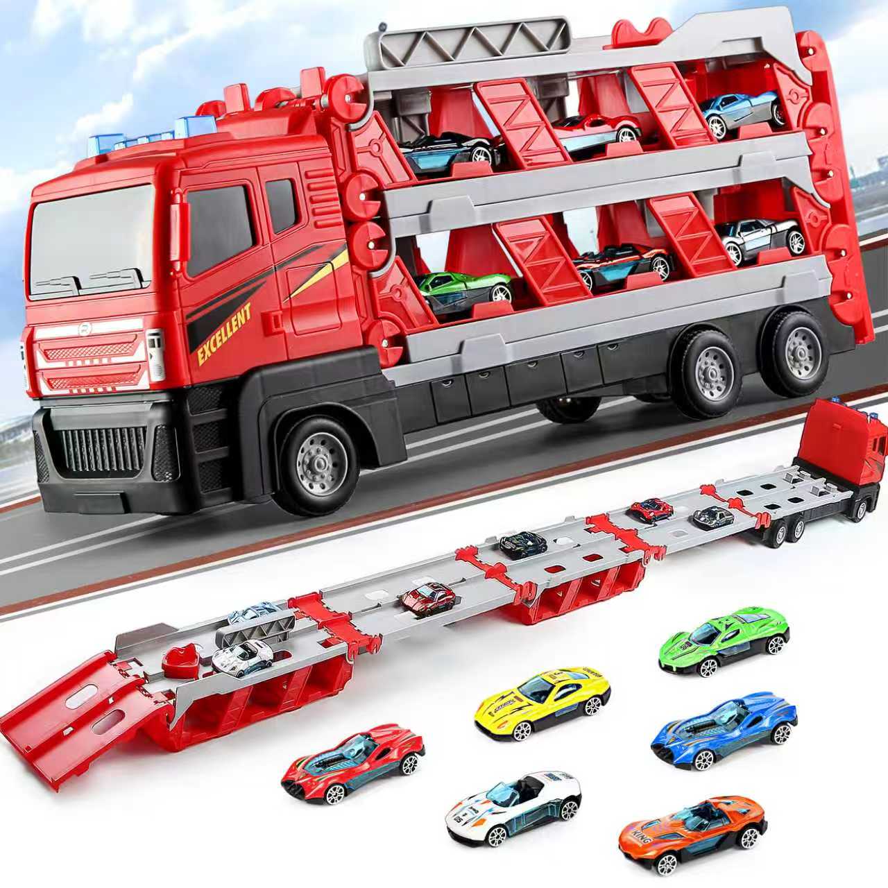 Folding Car Carrier Truck Toy  - Car Accessories For Boys ulasan dan harga