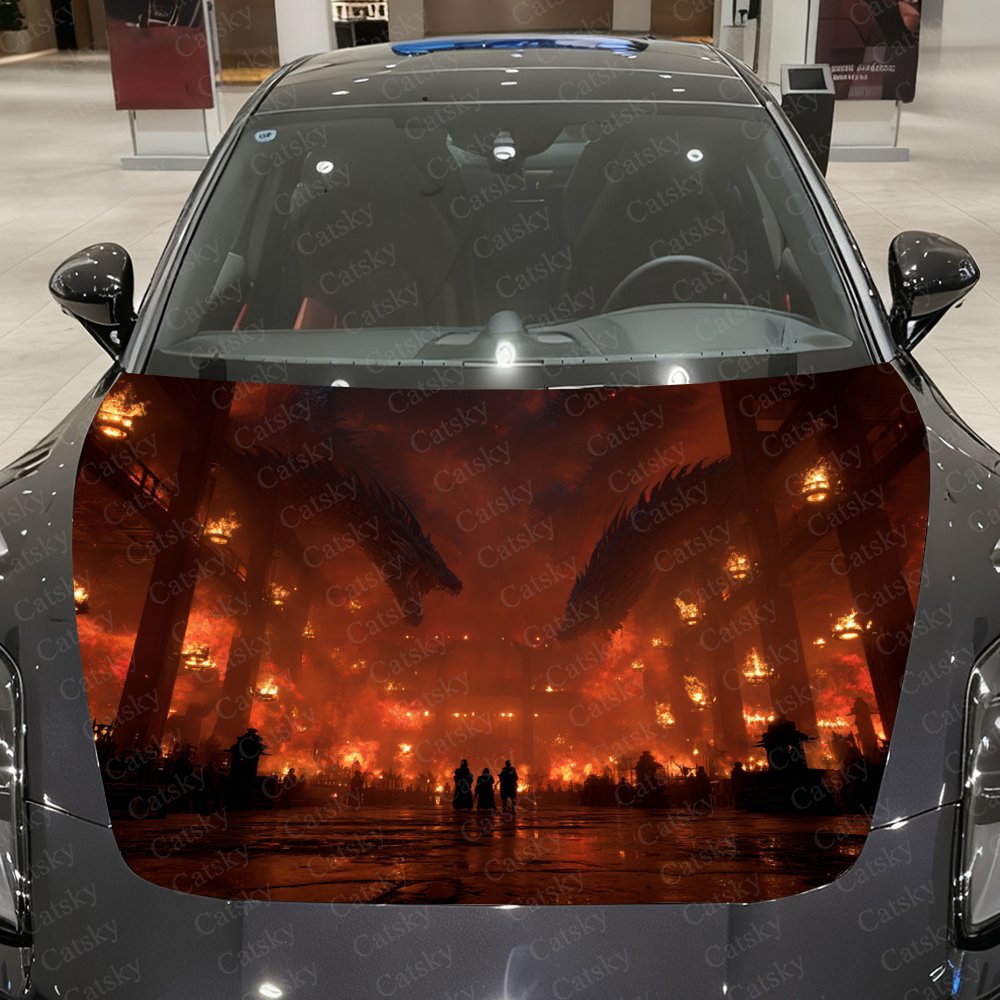 Flame Dragon Car Hood Stickers - Car Accessories Gift Ideas ulasan dan harga