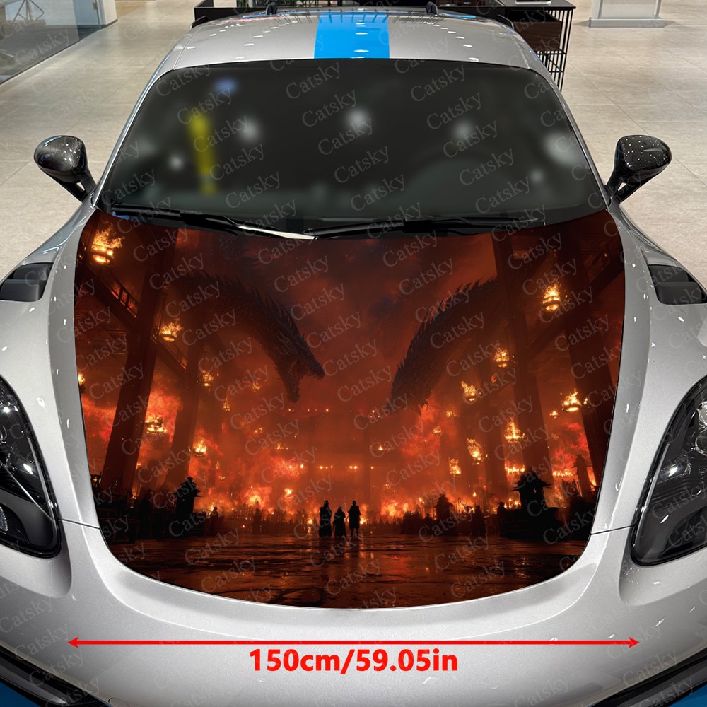 Flame Dragon Car Hood Stickers - Car Accessories Gift Ideas ulasan dan harga