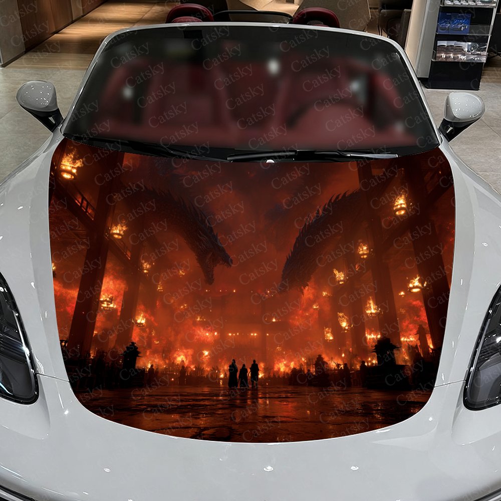 Flame Dragon Car Hood Stickers - Car Accessories Gift Ideas ulasan dan harga