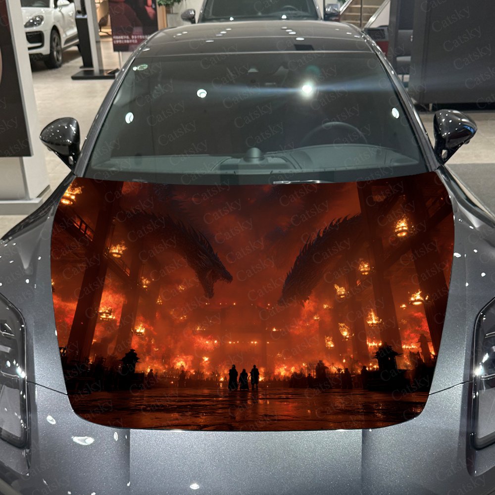 Flame Dragon Car Hood Stickers - Car Accessories Gift Ideas ulasan dan harga